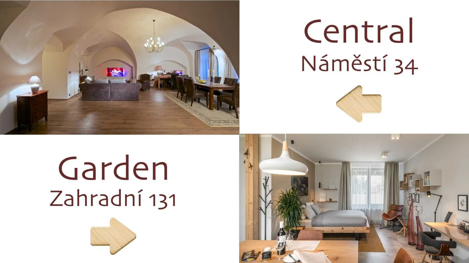 pozor - odli&scaron;n&eacute; adresy apartm&aacute;nu Central a apartm&aacute;nů Garden !