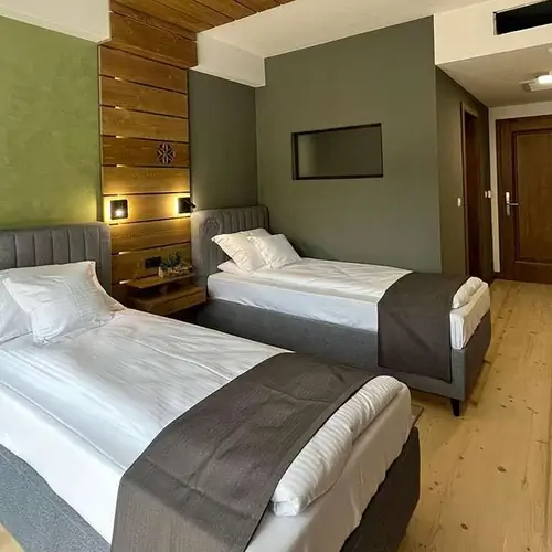Camerele twin sunt concepute pentru confortul dumneavoastră, oferind două paturi separate, decor elegant și facilități moderne.