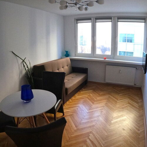 Salon z widokiem na miasto