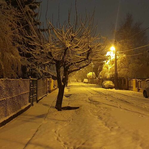 A ház elötti utca részlet télen