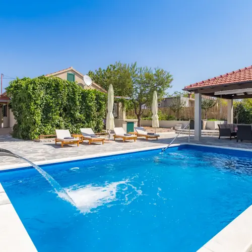 Deck chairs by the pool