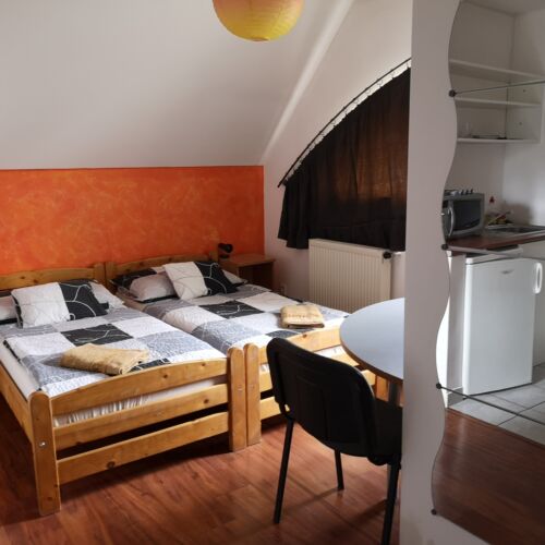 Camera twin la etaj cu vedere spre curte