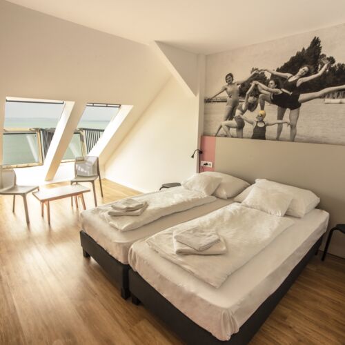 Camera twin cu balcon cu vedere spre lac (se poate solicita pat suplimentar)