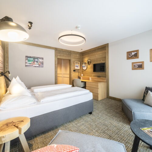 Camera dubla confort cu vedere spre munte (se poate solicita pat suplimentar)