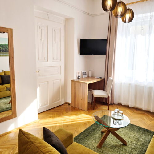 Camera tripla familial(ă) cu vedere spre grădină (se poate solicita pat suplimentar)