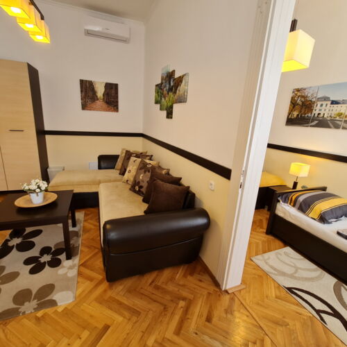 Camera twin la parter cu vedere spre grădină (se poate solicita pat suplimentar)