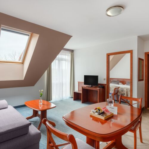 Apartament la etaj cu balcon cu 1 camera pentru 2 pers. (se poate solicita pat suplimentar)