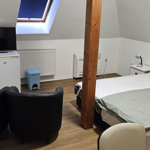 Camera twin la mansardă cu baie