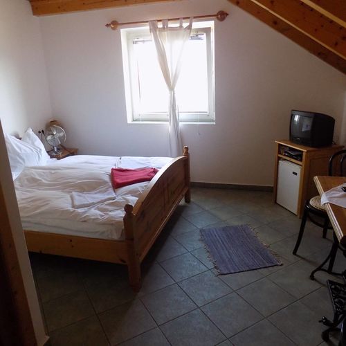 Camera dubla cu baie cu vedere spre grădină