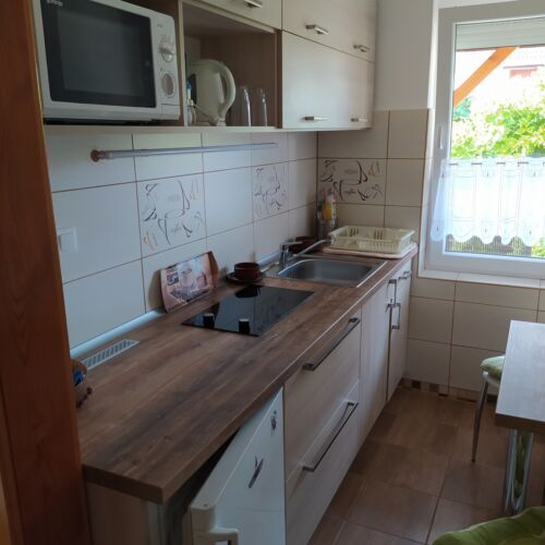 Apartament la parter cu vedere spre grădină cu 2 camere pentru 4 pers.