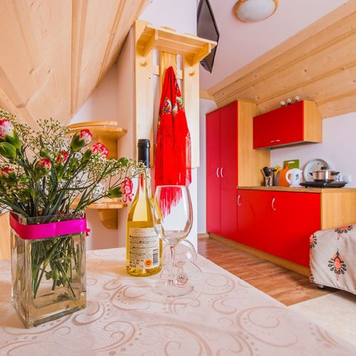 Apartament 2-osobowy z łazienką z aneksem kuchennym z 1 pomieszczeniem sypialnianym