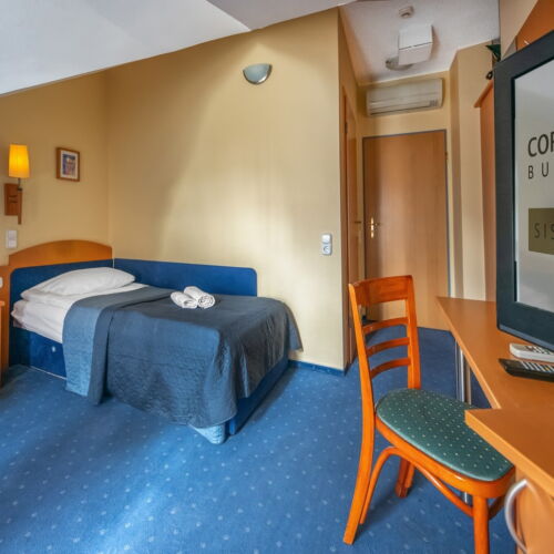 Pokoj pro 1 os. s výhledem do zahrady na poschodí