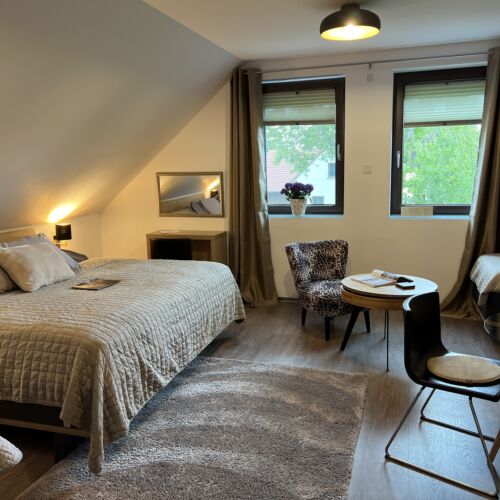 Camera cvadrupla superior la mansardă