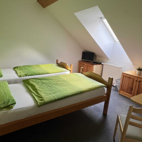 Camera twin la mansardă cu duș