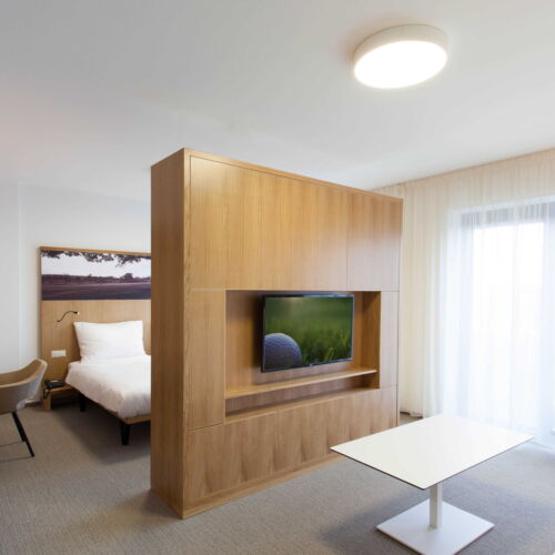 Camera twin cu duș cu aer condiționat (se poate solicita pat suplimentar)