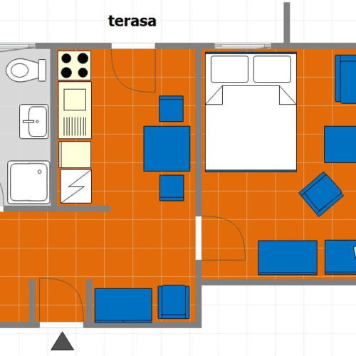 Apartman se sprchou s vlastní kuchyňkou pro 3 os.