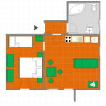 Apartment für 5 Personen mit Eigner Küche und Terasse