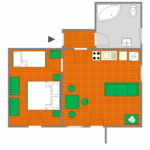 Apartament cu chicinetă proprie cu terasă pentru 5 pers.