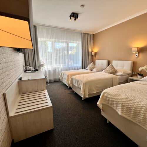 Zuhanyzós háromágyas szoba