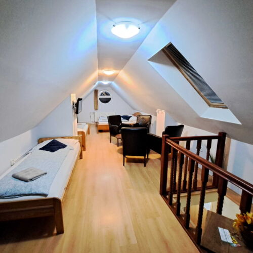 Camera cvadrupla la mansardă cu duș