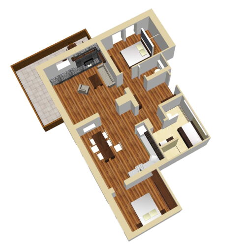 Apartment für 4 Personen mit Eigner Küche und Eigener Küche (Zusatzbett möglich)