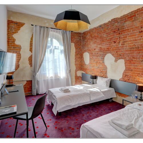 Camera twin cu grup sanitar cu cadita de dus (se poate solicita pat suplimentar)