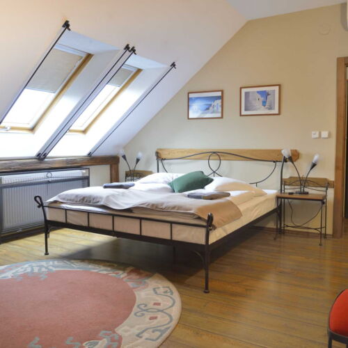 Camera cvadrupla la mansardă cu duș