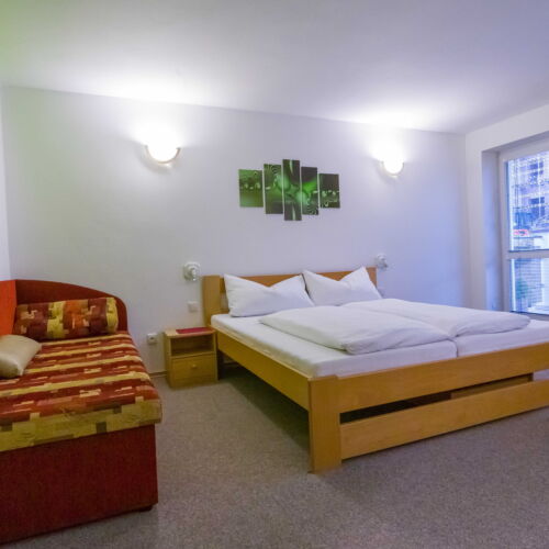 Dvoulůžkový pokoj s manželskou postelí nebo oddělenými postelemi a terasou