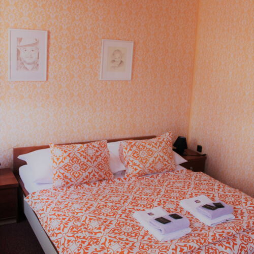 Pokoj s balkónem se sprchou s manželskou postelí