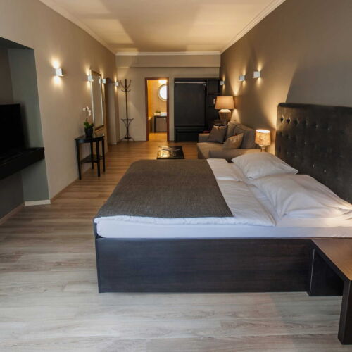 Zuhanyzós franciaágyas szoba (pótágyazható)