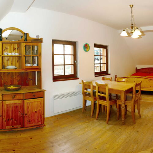 Pokoj se sprchou s vlastní kuchyňkou pro 4 os. (s možností přistýlky)