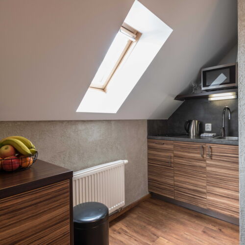 Camera tripla cu duș cu chicinetă proprie