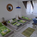 Garden View Upstairs 1-Room Apartment for 4 Persons (extra bed available)