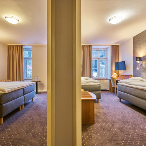 Camera cvadrupla cu duș cu chicinetă proprie