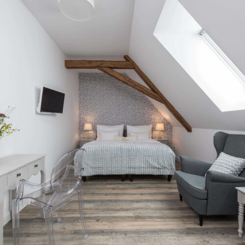 Pokoj s klimatizací se sprchou s manželskou postelí