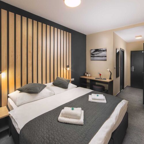 Pokoj se sprchou  s manželskou postelí