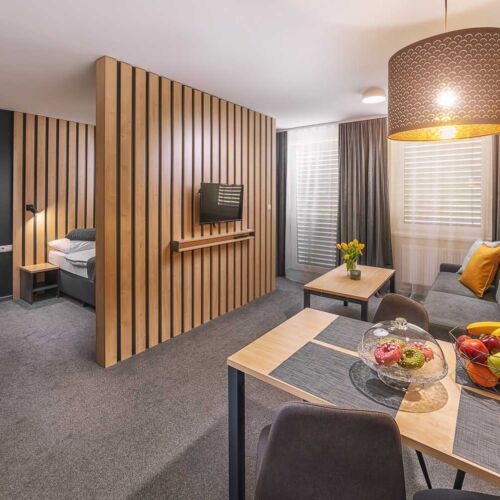 Pokoj se sprchou s vlastní kuchyňkou pro 3 os. (s možností přistýlky)