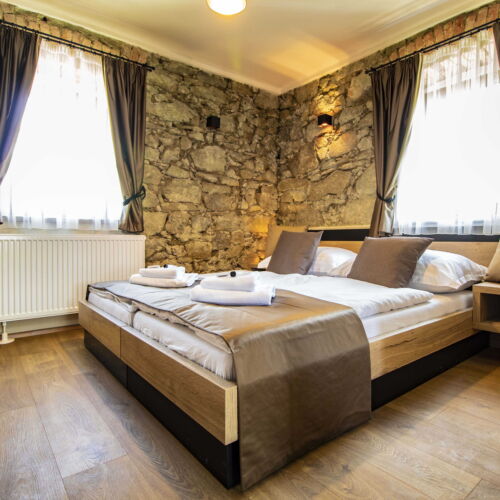 Apartament cu duș cu bucătărie proprie cu 1 camera pentru 2 pers. (se poate solicita pat suplimentar)