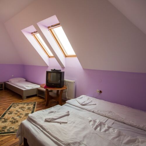 Camera cvadrupla la etaj la mansardă