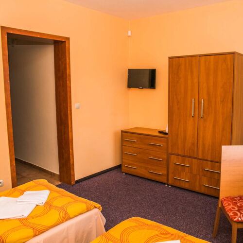 Camera twin cu duș cu chicinetă proprie (se poate solicita pat suplimentar)