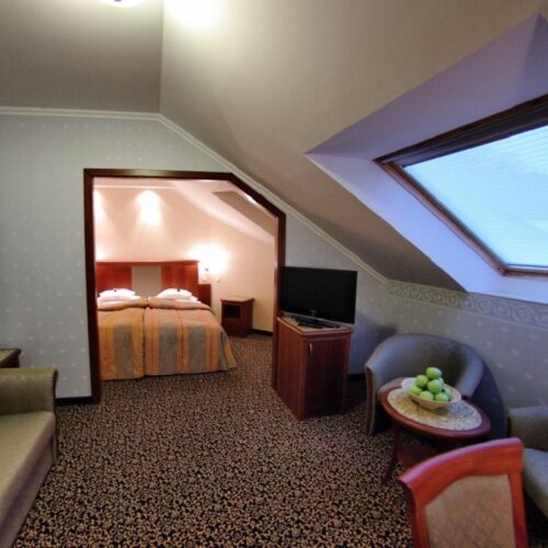 Camera twin familial(ă) la mansardă (se poate solicita pat suplimentar)