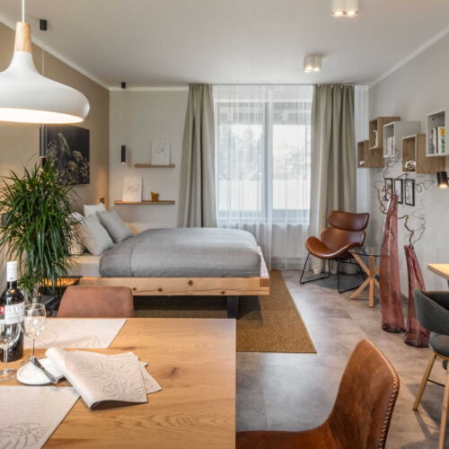 Apartman tV s plochou obrazovkou s vlastní kuchyňkou s manželskou postelí s 1 ložnicí