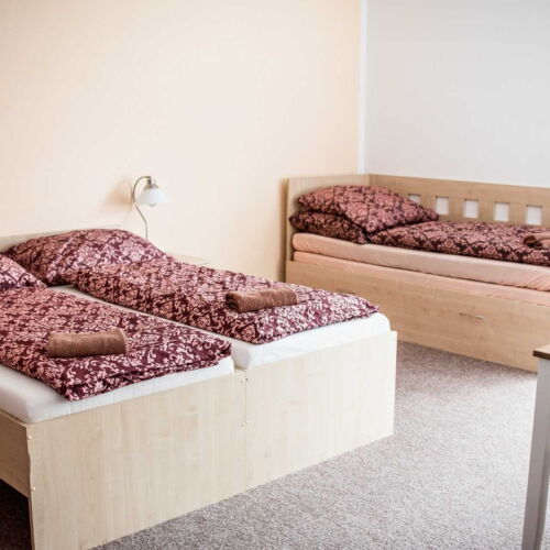 Pokoj se sprchou se společnou kuchyňkou pro 3 os.