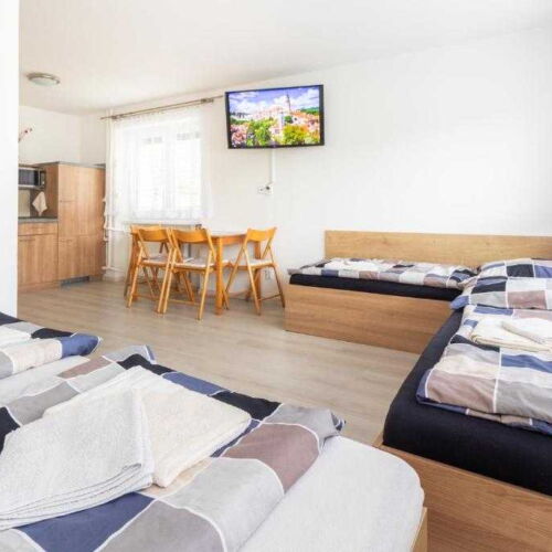 Apartament 4-osobowy z prysznicem z własną kuchnią z 1 pomieszczeniem sypialnianym (możliwa dostawka)