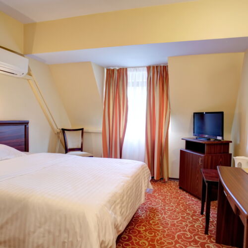 Camera single economy cu vedere spre oraș