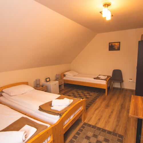 Camera tripla la etaj cu vedere spre munte