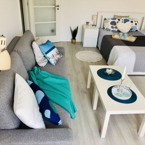 Apartament cu balcon cu aer condiționat cu 1 camera pentru 2 pers. (se poate solicita pat suplimentar)