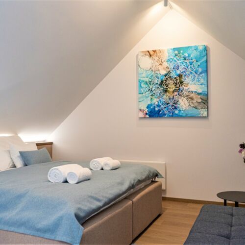 Camera tripla cu chicinetă proprie cu vedere spre grădină