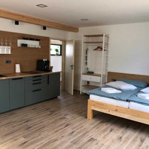Apartman s terasou s vlastní kuchyňkou s manželskou postelí s 1 ložnicí (s možností přistýlky)