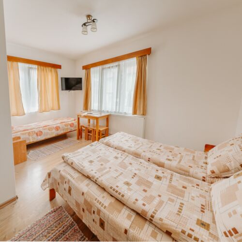 Dreibettzimmer mit Badezimmer und Dusche